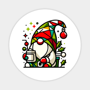 Festive Gnome Enjoying Eggnog Magnet